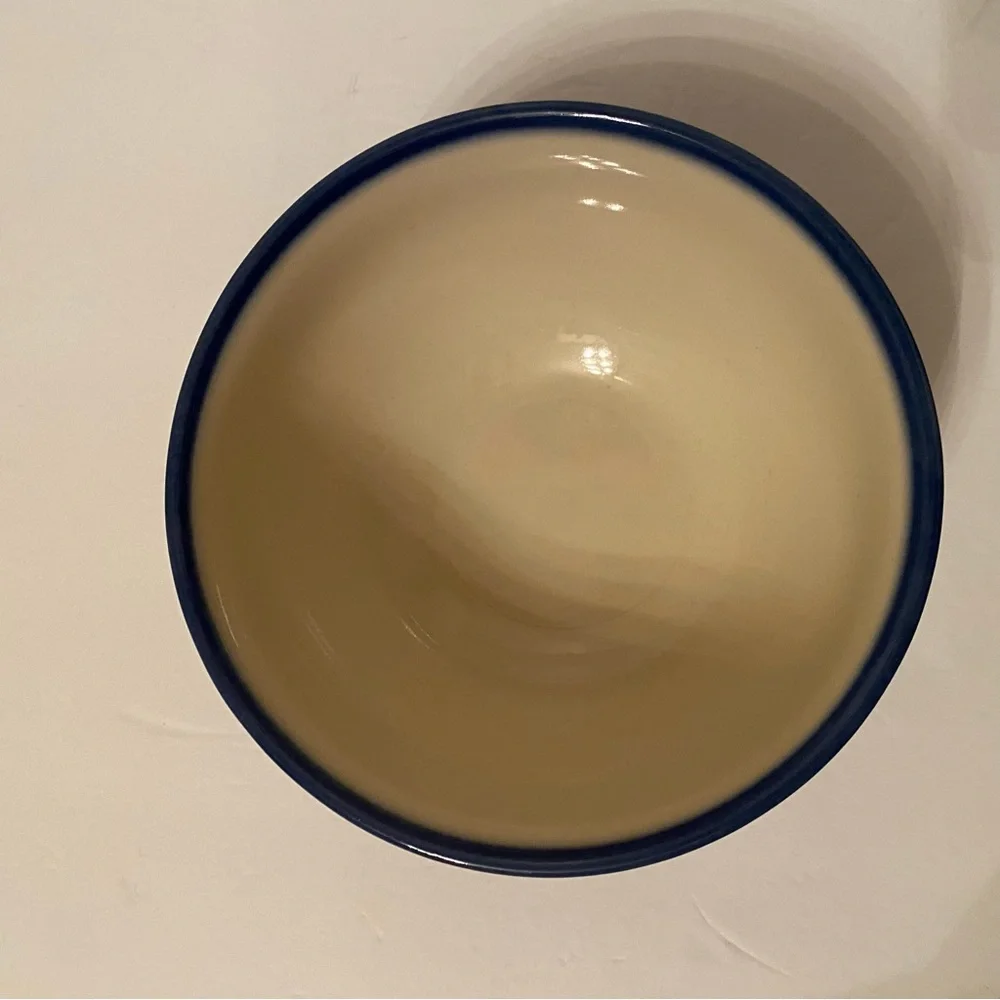 POLISH POTTERY BOWL BLUE WHITE STARS HANDMADE HOME DINING CEREAL FRUIT DINNER